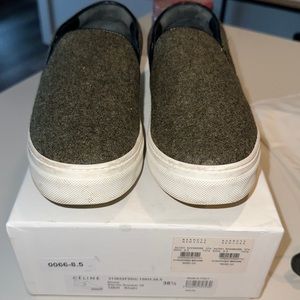 Céline Wool Leather Trim Embellishment Sneakers